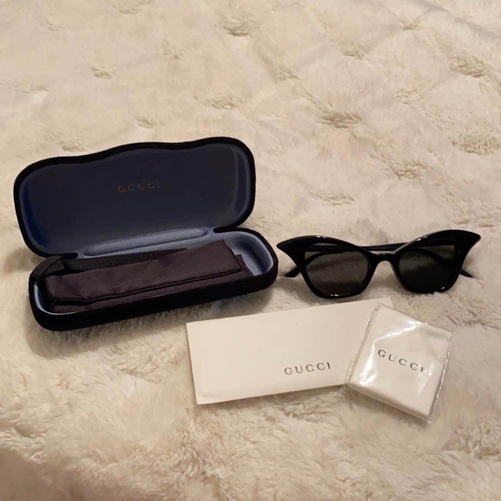 NWT Gucci Ivory & Brown Flared Cat- Eye Sunglasses - Picture 2 of 8